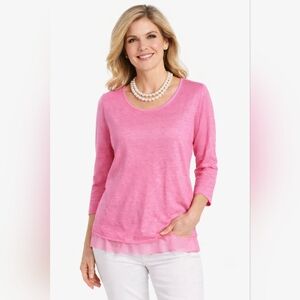 #897 Lauren Ralph Lauren 100% Linen stretch top sz L